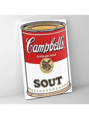 Popcasso Campbell's Soup Temalı Modern Sanat Decoratif Tasarım Kanvas Tablo