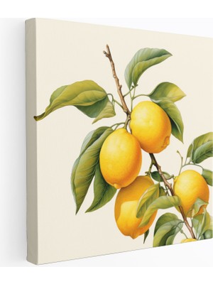 Popcas Gerçekçi Limon Ağacı Modern Sanat ile Doğanın Güzelliği Kanvas Duvar Tablosu