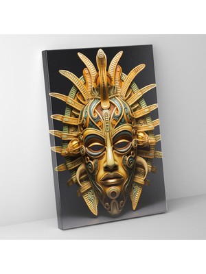 Popcas Maya Altın Maskesi Inka Altın Maskesi Ihtişamı Tasvir Eden Duvar Tablosu