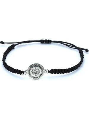 Canka Makrome Lotus Çiçeği Gümüş Dizayn Bileklik