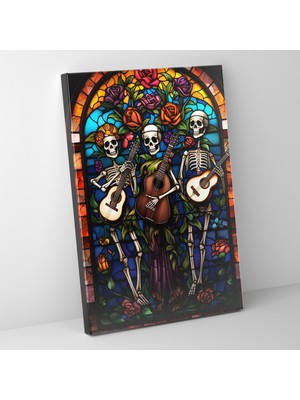 Popcas Los Muertos Temalı Müzik Aletleri Detaylarıyla Tasarım Kanvas Tablo