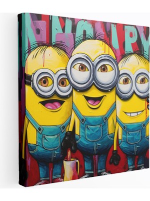 Popcas Minions Pop Art Modern Sanat Nostaljik Tarzı Dekoratif Kanvas Tablo