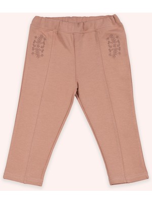Panço Kız Bebek Beli Lastikli Gül Pantolon