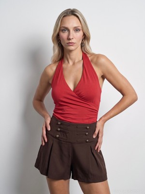 Dilvin 21268 Halter Top-Kırmızı