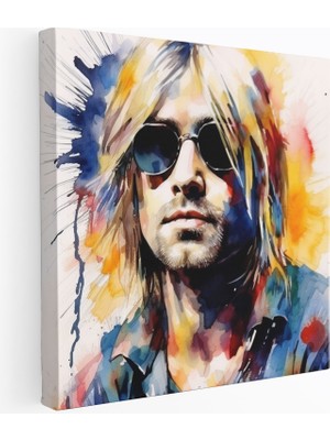 Popcas Kurt Cobain Canlı Renklerle Tasarlanmış Kurt Cobain Illüstrasyonu Kanvas Duvar Tablosu