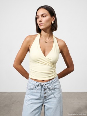 Dilvin 21268 Halter Top-Açık Sarı