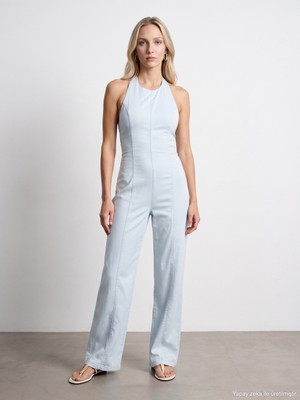 Dilvin 72348 %100 Lyocell Halter Yaka Tulum-Mavi