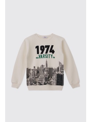Panço Erkek Çocuk Ekru Sweatshirt