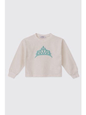 Panço Kız Bebek Ekru-Mint Sweatshirt