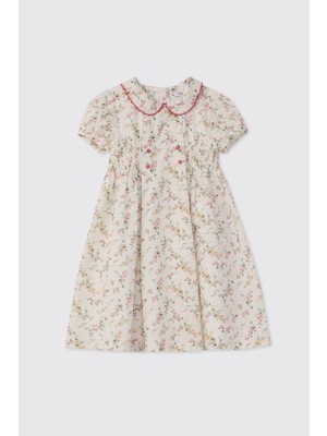 Panço Liberty Kumaş Çiçek Desenli Kız Bebek Elbise
