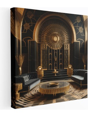Popcas Art Deco Teması Modern Sanat Geometrik Desenler Kanvas Duvar Tablosu