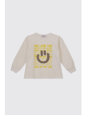 Panço Kız Bebek Ekru-Sarı Sweatshirt