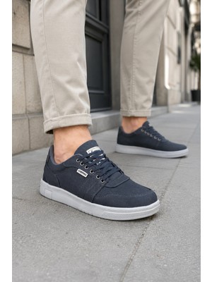 Mevese Camden Bağcıklı Keten Kumaş Erkek Günlük Sneaker Ayakkabı – Füme