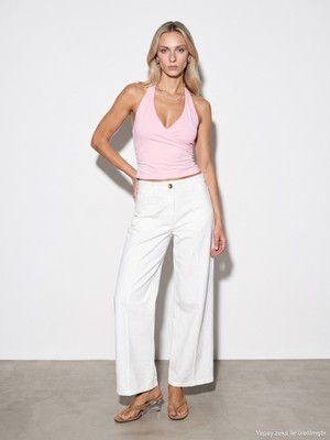 Dilvin 21268 Halter Top-Toz Pembe