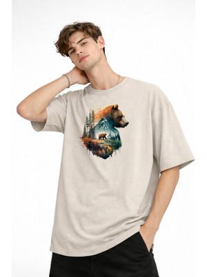 Shopwave Bear2 - Oversize Tişört Bej