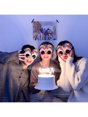 Die Grup Happy Birthday Yazılı Pembe Fuşya Renk Parti Gözlüğü 12X7 cm (5324)