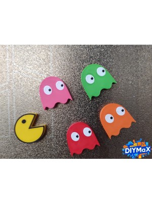 Dıymax Pacman Buzdolabı Süsü Mıknatıslı Dekoratif Figür Seti