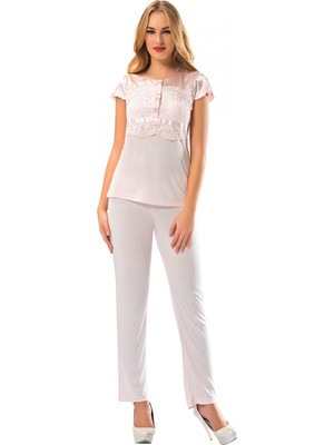 Hace Bazaar Marsilyan- Pudra Penye Pijama Takımı - 1607