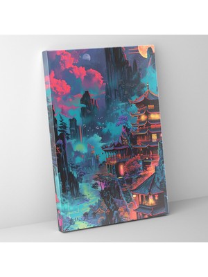 Popcasso Çin Manzara Temalı Geleneksel ve Popart Stili ile Modern Duvar Tablosu