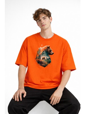 Shopwave Bear2 - Oversize Tişört Turuncu