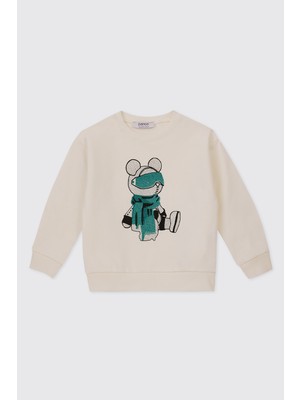 Panço Kız Bebek Ekru Sweatshirt