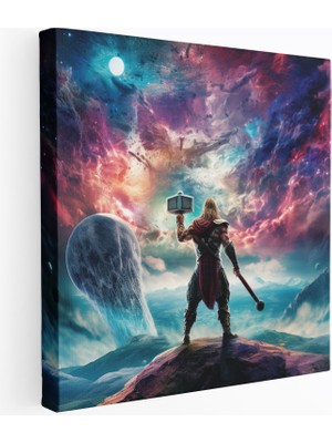Popcas Gerçeküstü Dijital Sanat Marvel Temalı Thor Figürü Duvar Tablosu