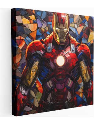 Popcas ile Marvel Karakterleri ve Sembolleri Renklerin Mozaği Abstrakt Kolaj Duvar Tablosu