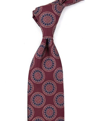 Kravatkolik Bordo Lacivert Motif Desen Mendilli Klasik Kravat KK13974