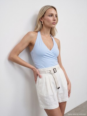 Dilvin 21268 Halter Top-Açık Mavi