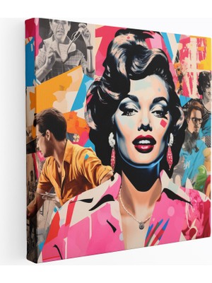 Popcas Lentiküler Modern Sanat Esintili Kolaj Pop Sanat Temalı Duvar Tablosu
