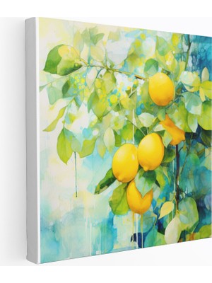 Popcasso Limon Ağacı Abstrakt Suluboya Görseli Modern Sanat Temalı Duvar Tablosu