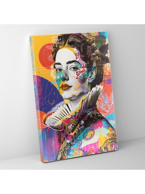 Popcasso Barok Pop Sanat Asil Kadın Klasik ve Popart Temalı Kanvas Tablo