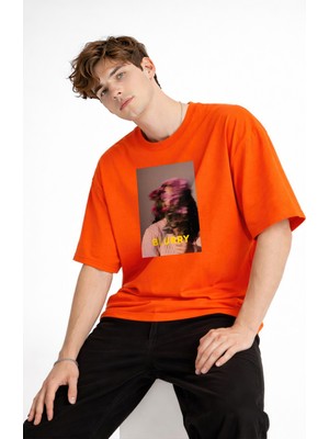 Shopwave Blurry - Oversize Erkek Tişört Turuncu