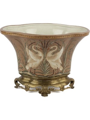 Mikasa Moor Kahverengi Kuğulu Bronz Dek Vazo 36X26CM