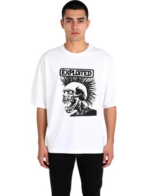 PayBuy Erkek Oversize Punk Rock Grafik Baskılı Tişört %100 Pamuk Kısa Kol Yuvarlak Yaka Rahat Kesim Günlük