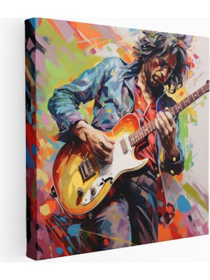 Popcasso Abstrakt Keith Richards Gitar Rifleri Rolling Stones Teması Modern Sanat Kanvas Duvar Tablosu