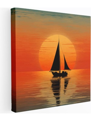 Popcasso Siluet Yelkenli Minimalist Yelkenli Kanvas Tablo