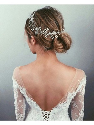 Tulle Store Gelin Tacı Saç Aksesuarı Kristal Gelin Tacı