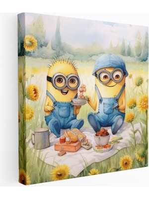 Popcasso Suluboya Piknik Temalı Minion Karakterleri Kanvas Duvar Tablosu
