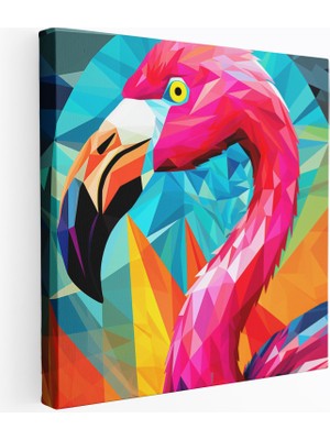 Popcasso Cesur Geometrik Pop Sanat Flamingo Flamingo Motifli Dekoratif Kanvas Tablo