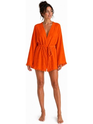 Mulberry Layra Kadın Ekru Müslin Kimono Bornoz – Kuşaklı, Püskül Detaylı, Oversize Rahat Kesim Plaj & Ev Giyim