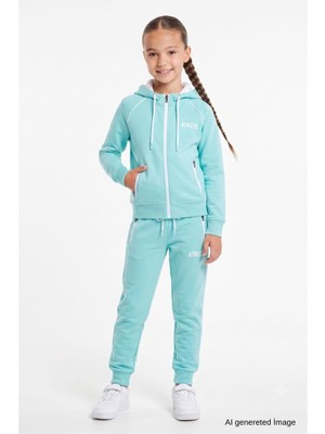 Pina Kids Kız Çocuk Scuba Atheletic Reglan Kol Kapüşonlu Dalgıç Kumaş Eşofman Takımı ESF7027