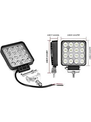 Die Grup 16 LED Kare Sis Farı, 12-24V 48 Watt Beyaz Işık ile Off Road Kullanım