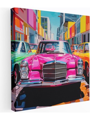 Popcasso Mercedes Temalı Pop Art Çağdaş Pop Sanatı Dekoratif Kanvas Tablo