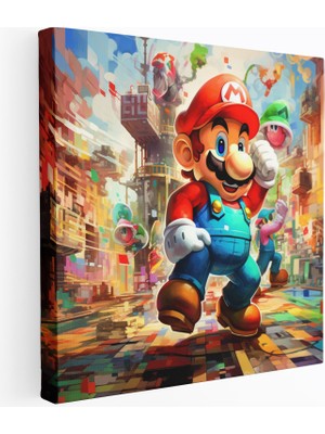 Popcasso Avangard Kübist Piksel Ülke Keşfi Mario Luigi ve Toad Görseli Duvar Tablosu