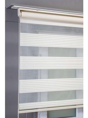 Bizden Perde Pileli Krem Zebra Stor Kaliteli Güneşlik Perdeler