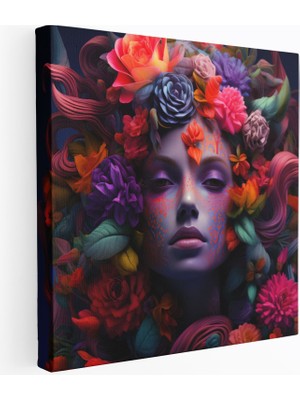 Popcasso Medusa Çiçek Temalı Canlı Çiçekler ile Modern Sanat Dokusu Duvar Tablosu