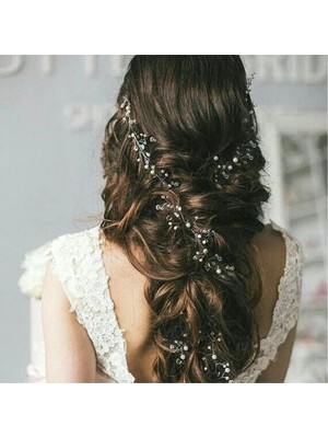 Tulle Store 40CM El Yapımı Gelin Tacı Gelin Saç Aksesuarı,gelin Tokası Kristal Gelin Taç Incili Toka
