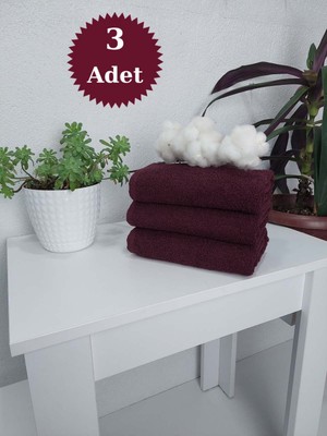 Mef Collection 3'lü Vişne Pamuklu Berber Havlusu Kuaför Havlusu - 50X90 cm - Su Çekici ve Dayanıklı