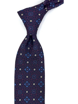 Kravatkolik Lacivert Bordo Motif Desen Mendilli Klasik Kravat KK13923
